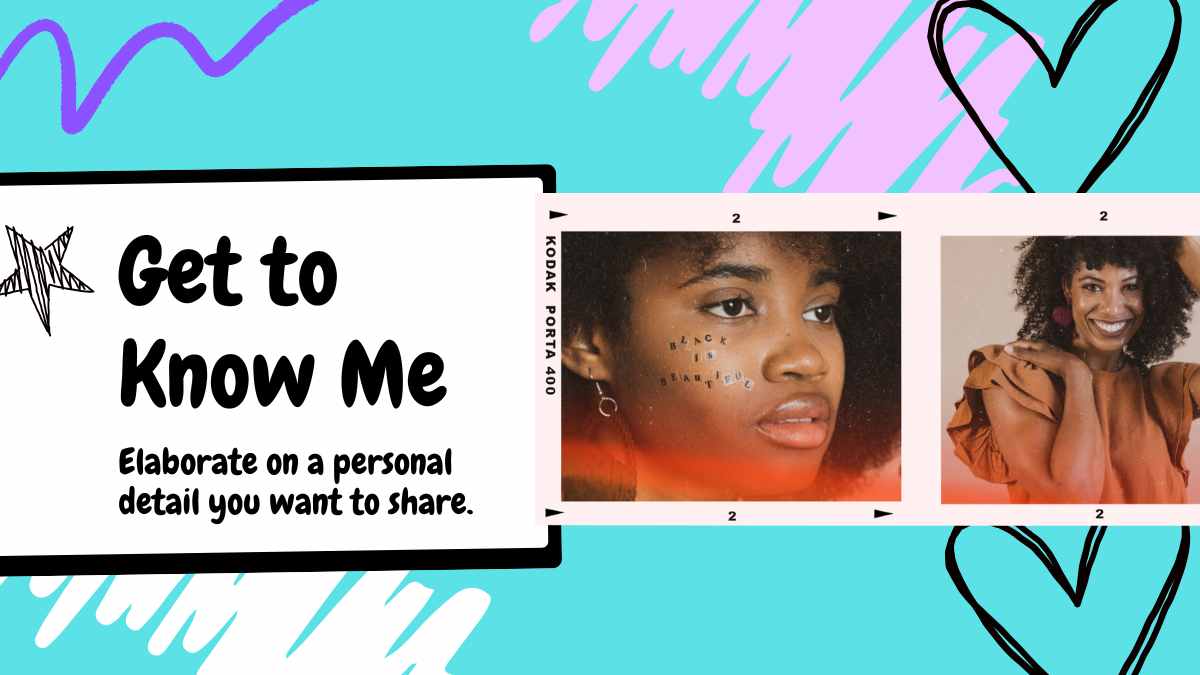 청록색과 보라색 화이트보드 스타일의 두들 포트폴리오 - 슬라이드 4