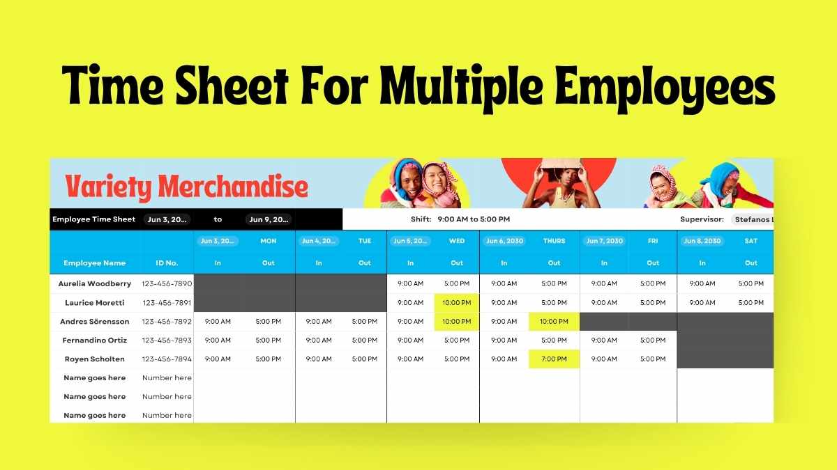 Time Sheet For Multiple Employees - slide 1