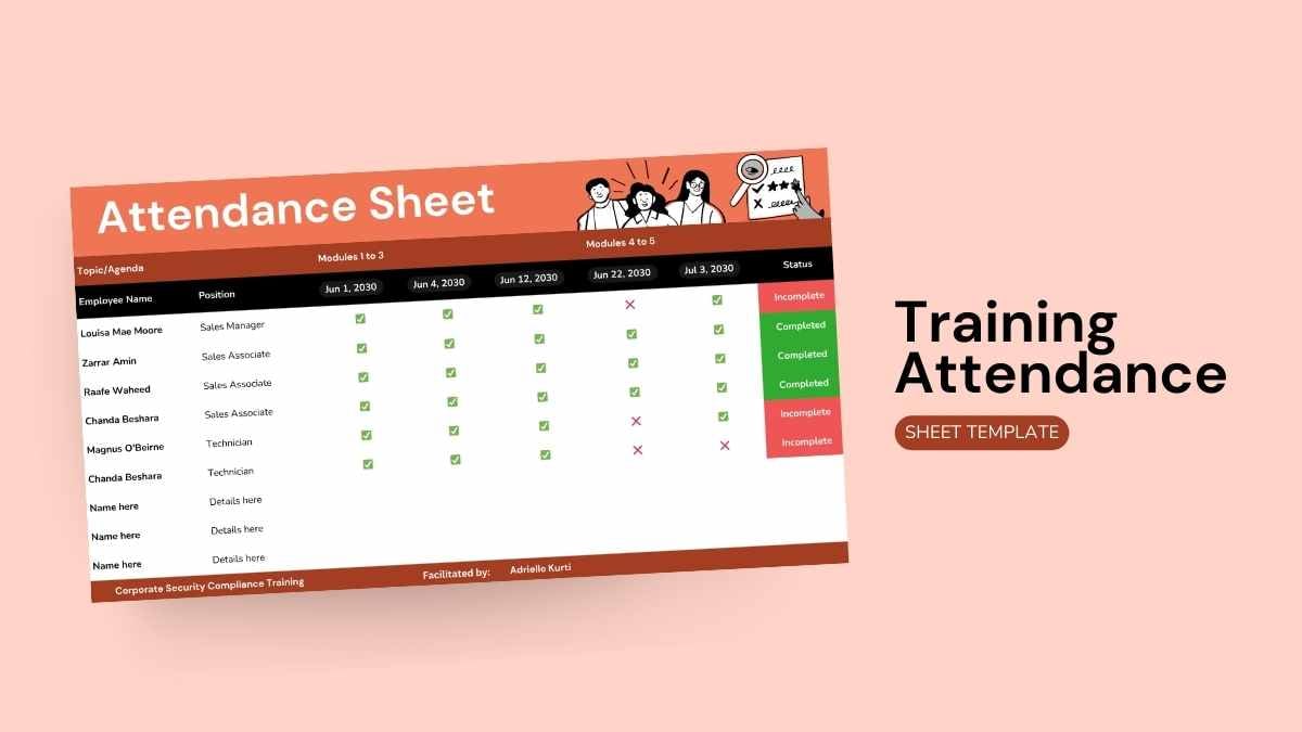 Training Attendance Sheet - slide 1