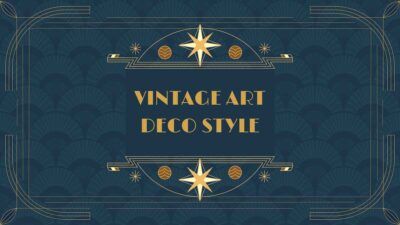 Slides Carnival Google Slides and PowerPoint Template Vintage Art Deco Style Gold and Blue Educational Presentation 1
