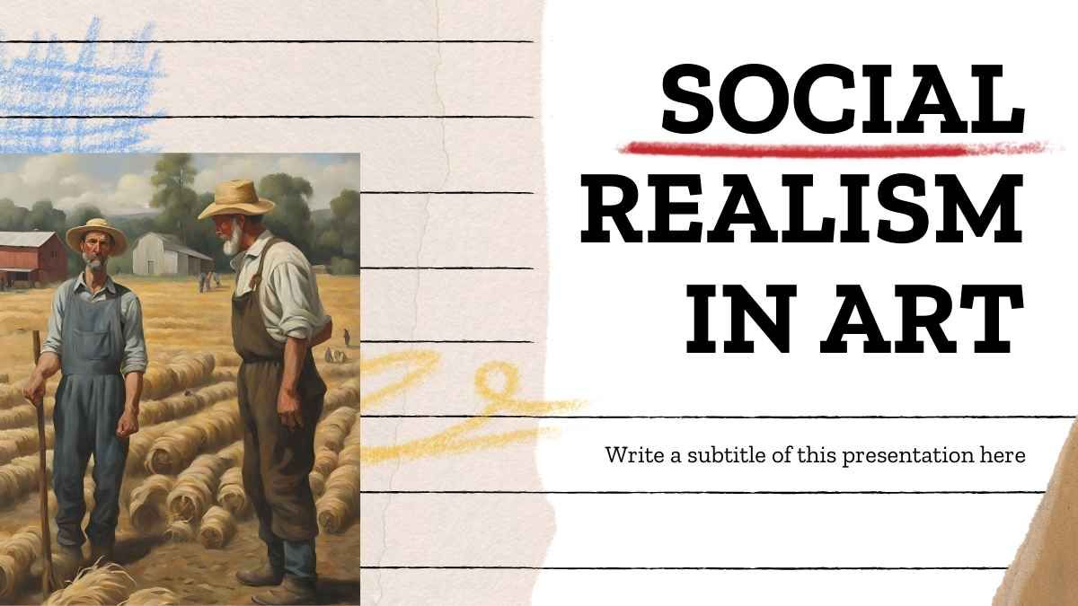 Colagem vintage Realismo social na aula de arte - slide 0