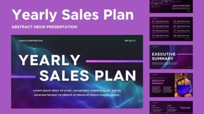Violet Abstract Neon Yearly Sales Plan