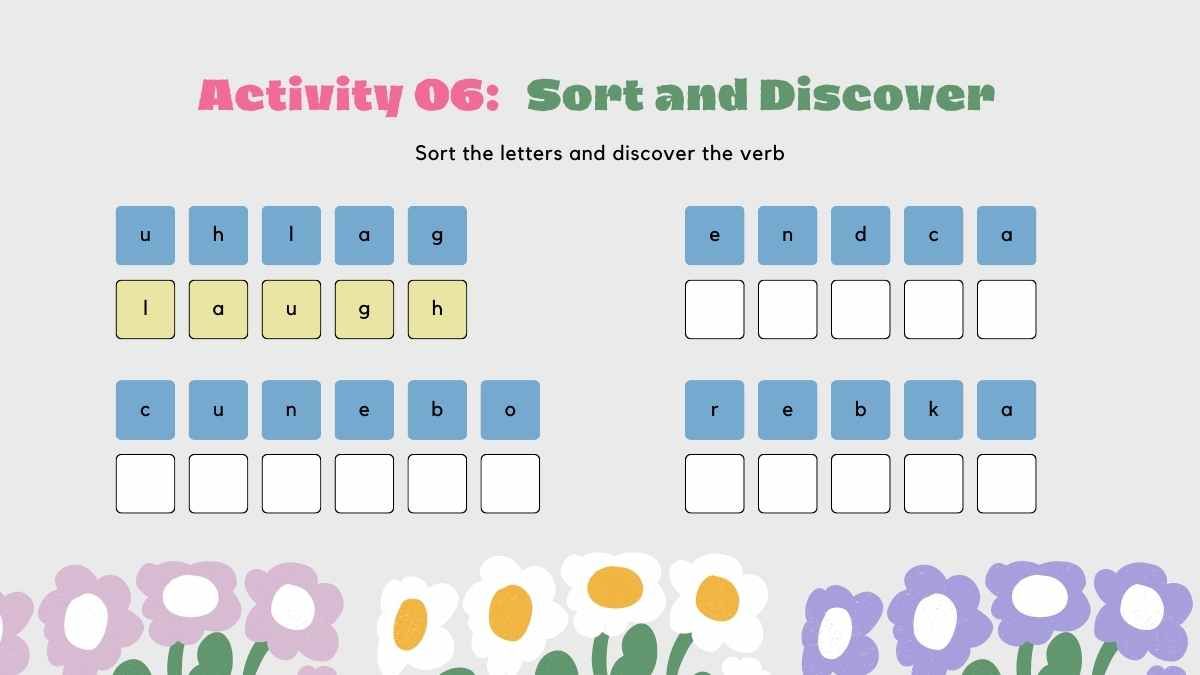 Floral Verb Activities Quiz - slide 12