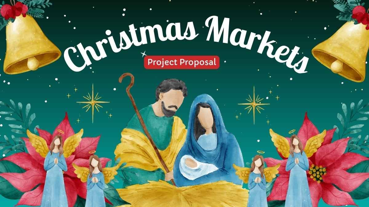 Proposta de projeto de mercados de Natal em aquarela - slide 0