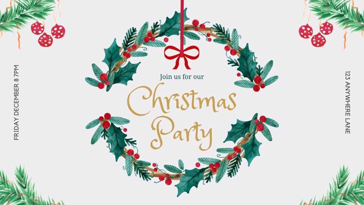 Watercolor Christmas Party Invitations - slide 8