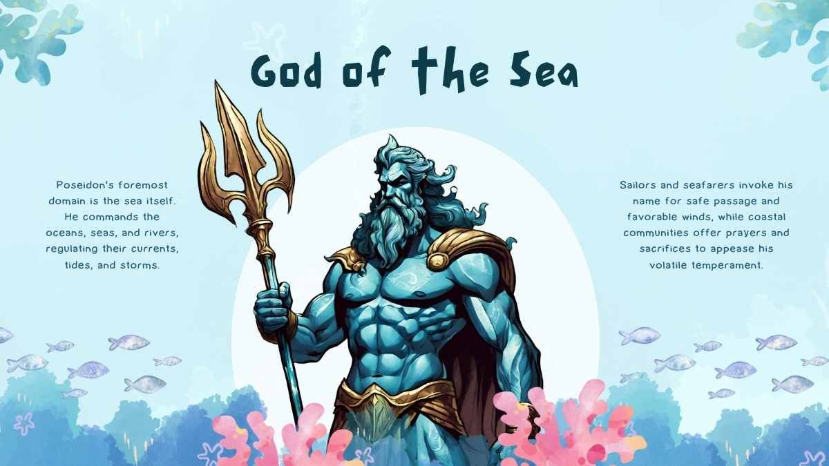 Watercolor Greek God: Poseidon - slide 6
