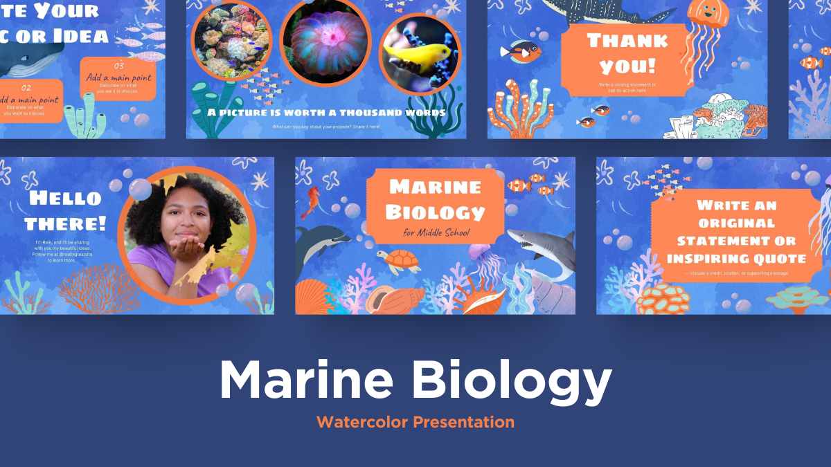 水彩の海洋生物学スライド - slide 1