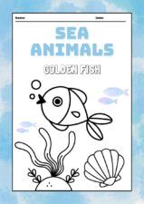 Watercolor Sea Animals Coloring Worksheet