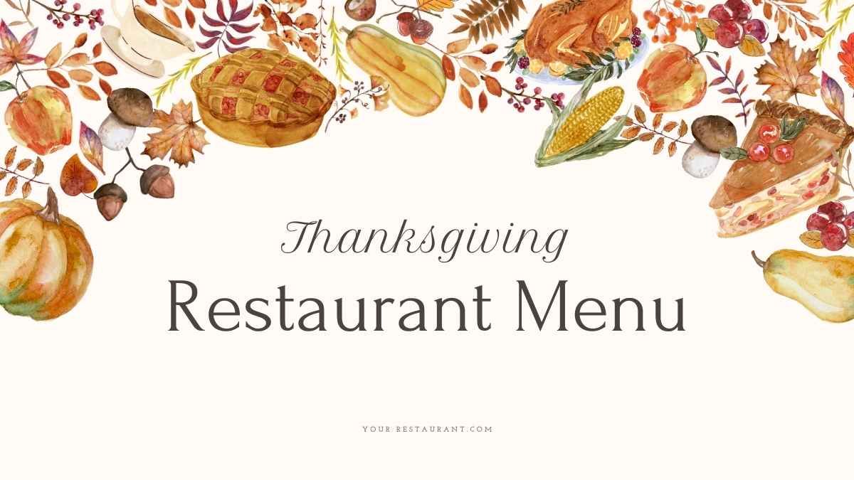 Watercolor Thanksgiving Restaurant Menu - slide 0