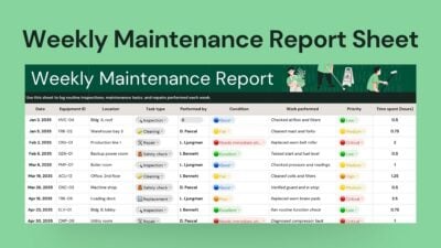 Weekly Maintenance Report Sheet