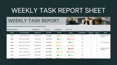 Weekly Task Report Sheet