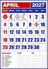 April 2027 Philippine Holiday Calendar