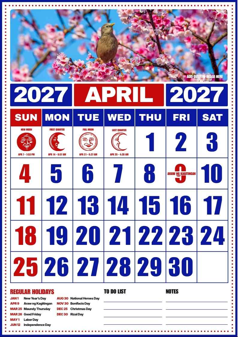 April 2027 Philippine Holiday Calendar - slide 2