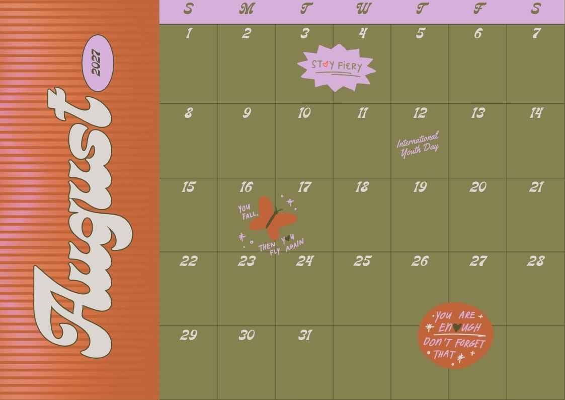 August 2027 Holiday Calendar - slide 1