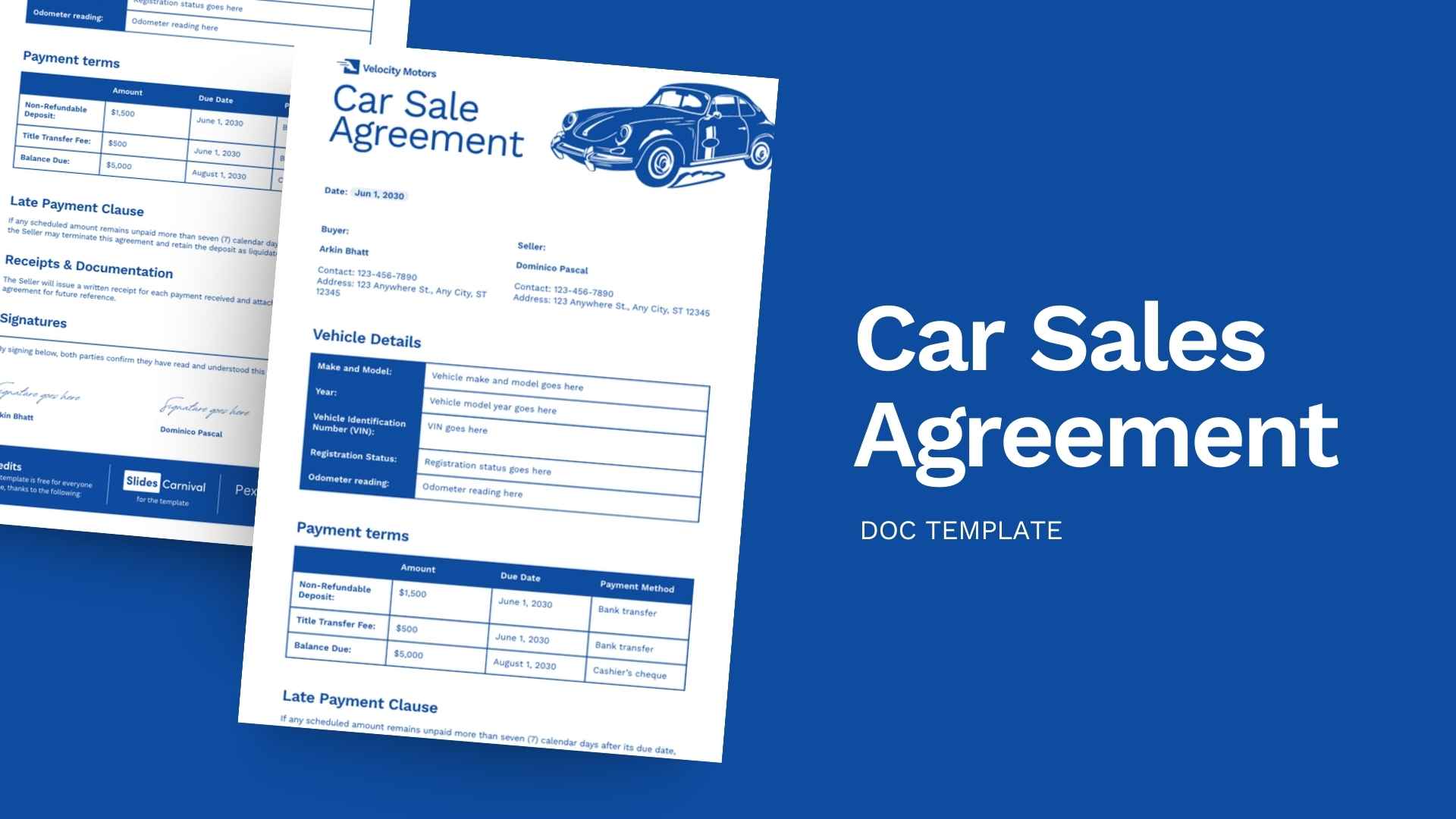 Car Sales Agreement Doc - slide 1