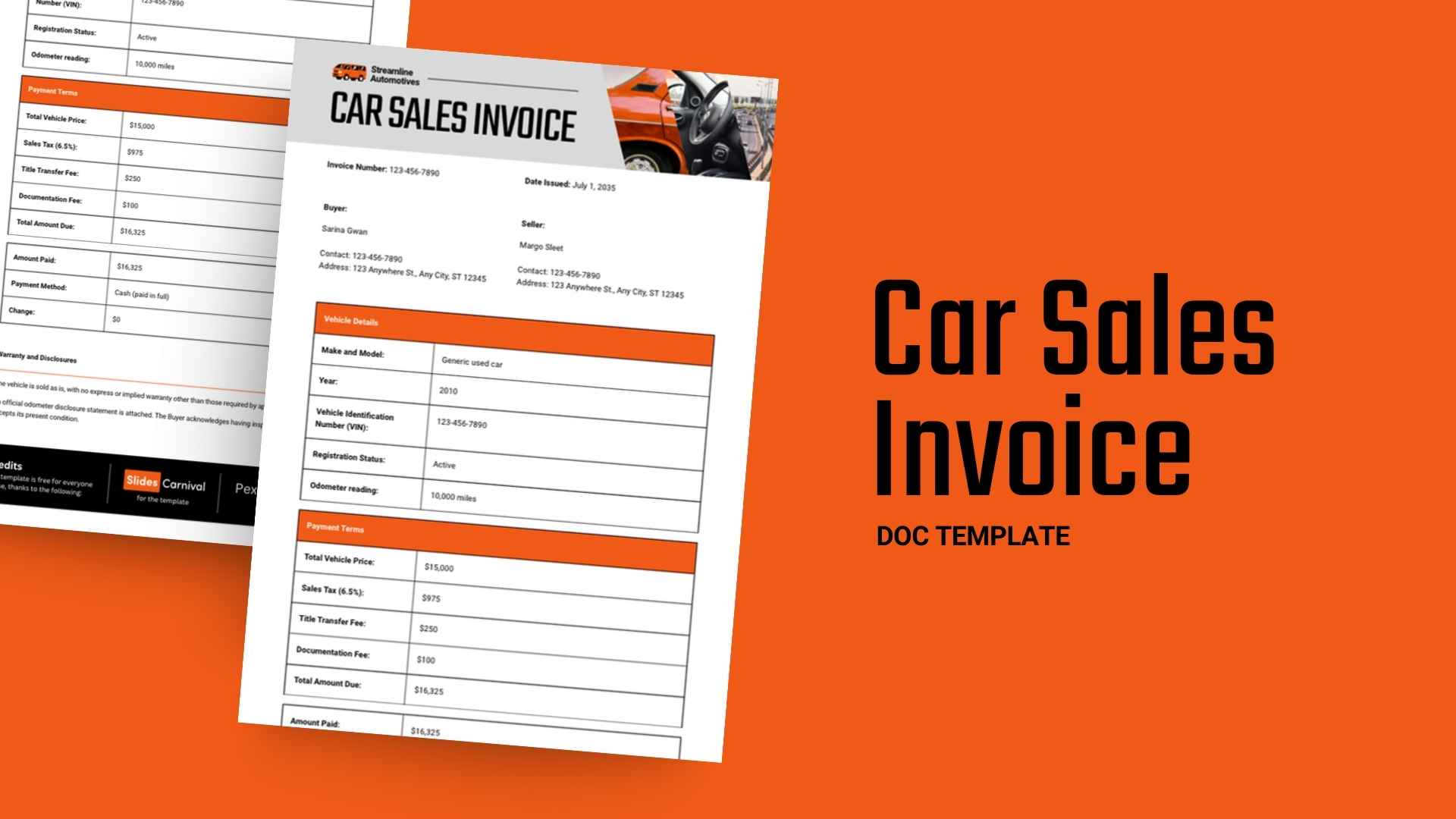 Car Sales Invoice - slide 1
