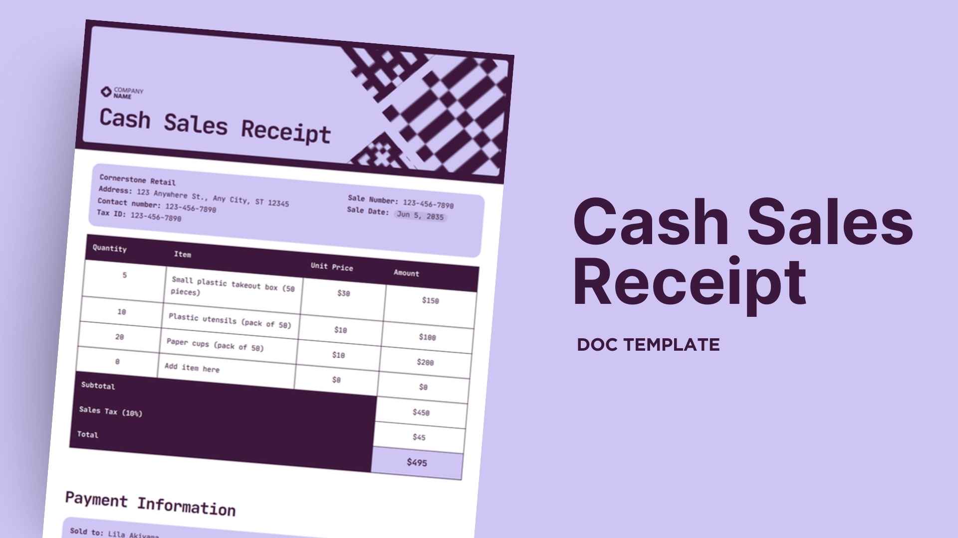 Cash Sales Receipt - slide 1
