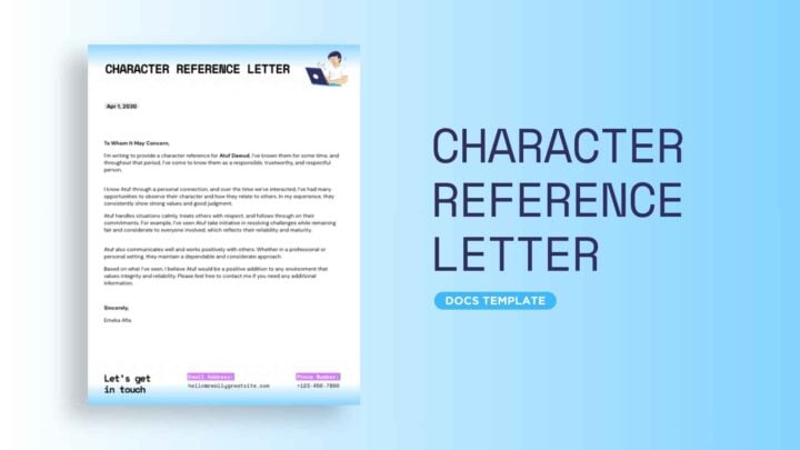 Character Reference Letter. Free Docs Template — SlidesCarnival