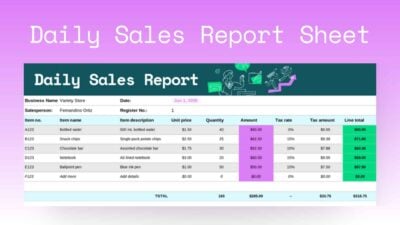 Daily Sales Report Sheet