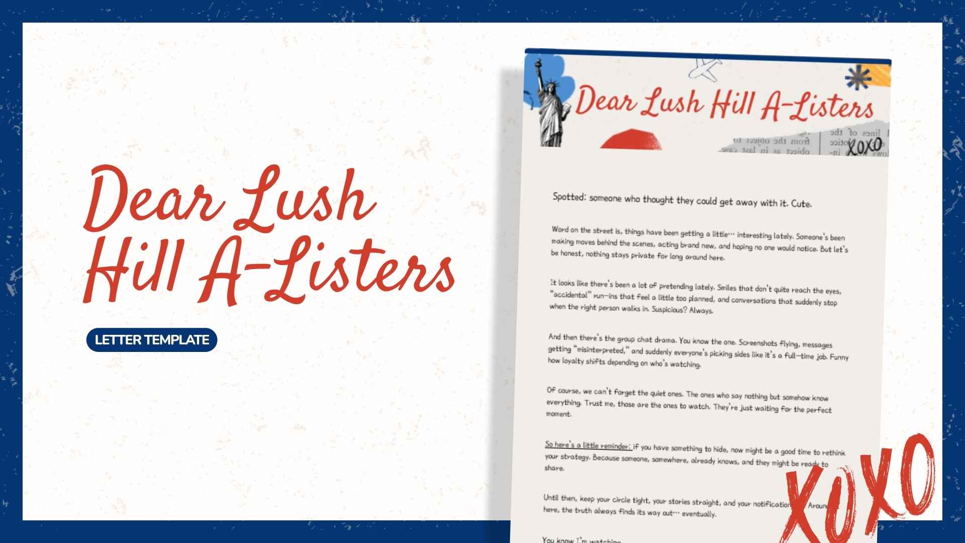 “Dear Upper East Siders…” Letter Template - slide 1