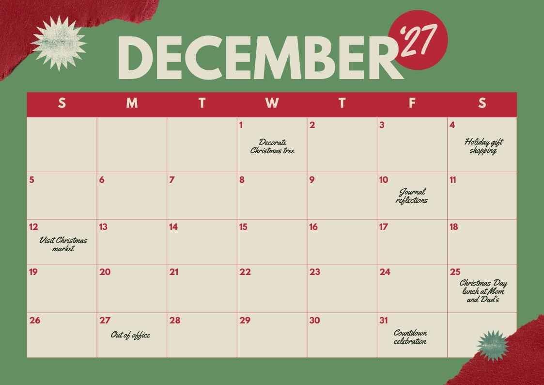 December 2027 Personal Calendar - slide 1