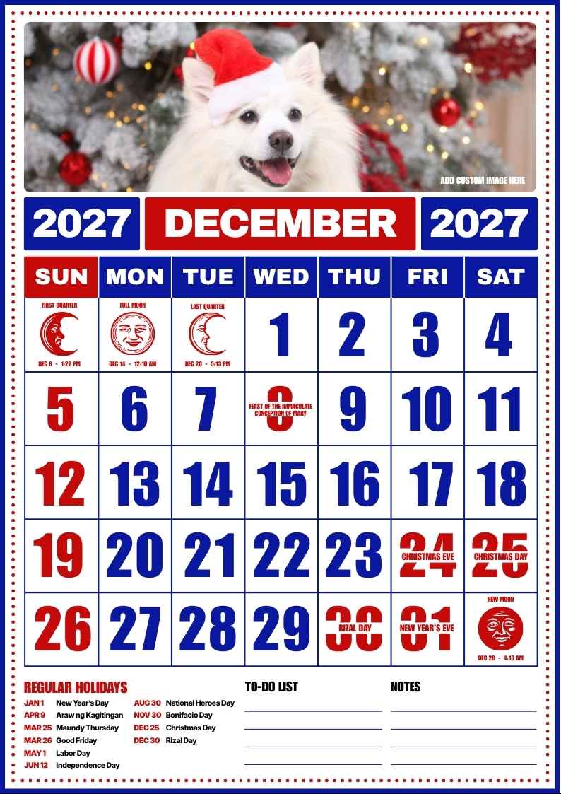 December 2027 Philippine Holiday Calendar - slide 2