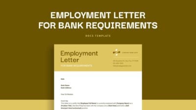 Employment Letter for Bank Requirements