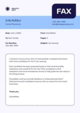 Fax Cover Letter