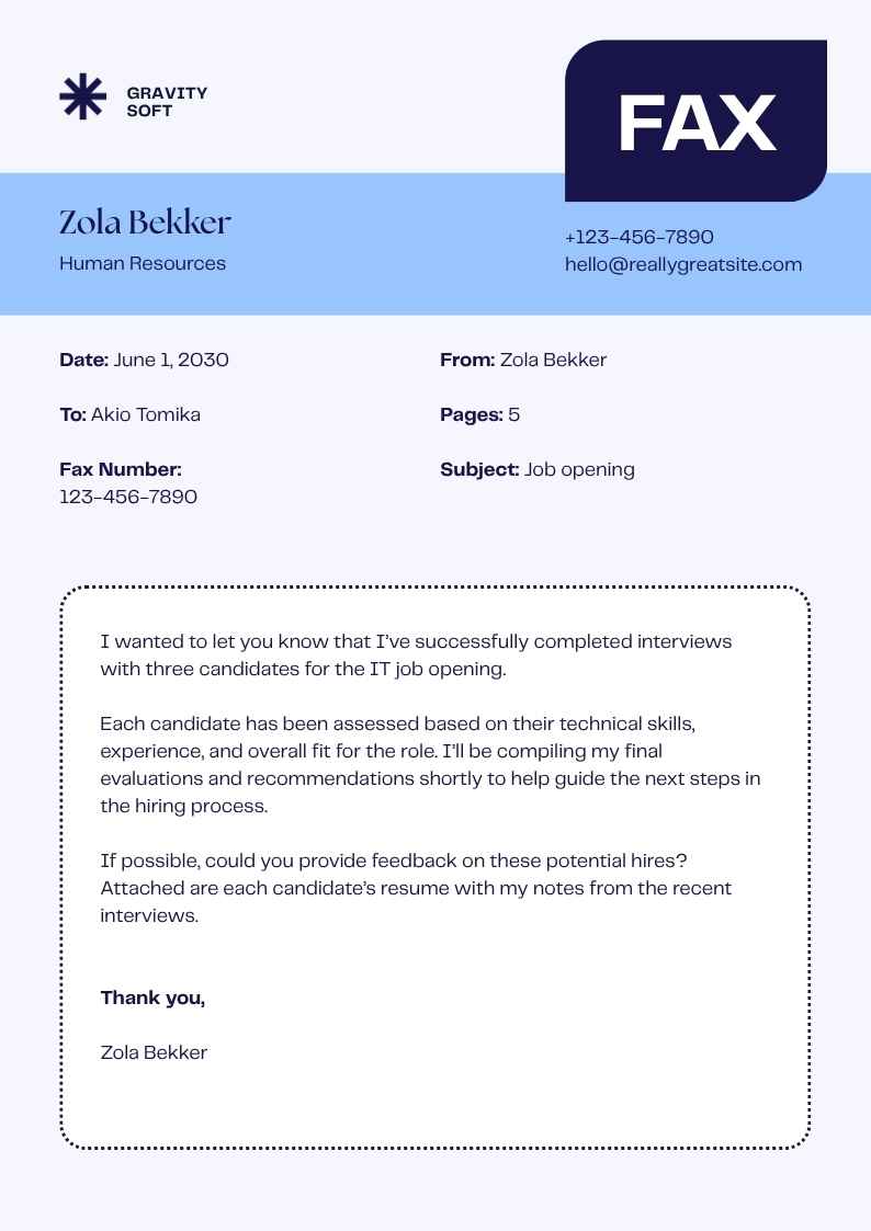 Fax Cover Letter - slide 1