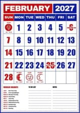February 2027 Philippine Holiday Calendar