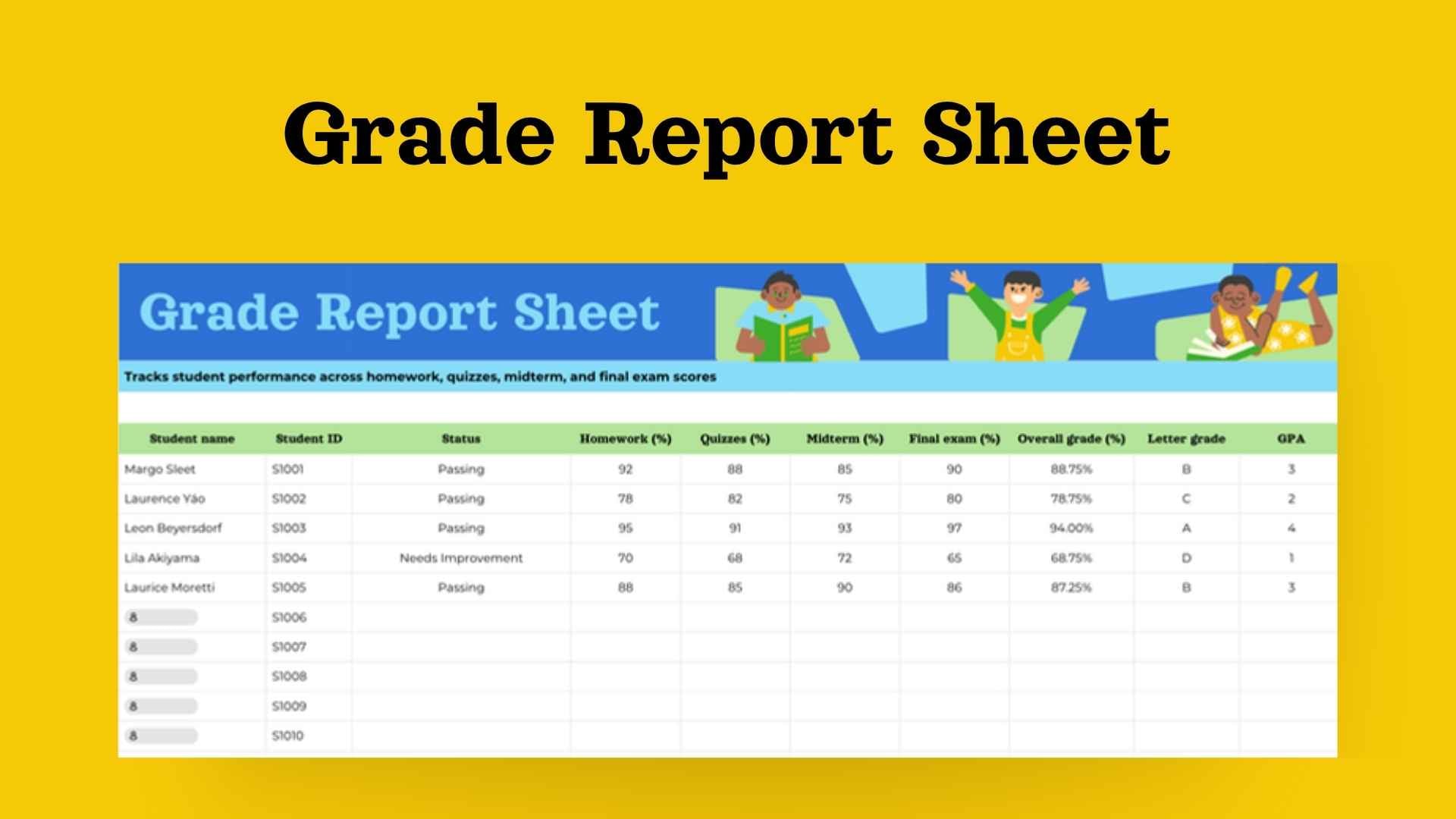 Grade Report Sheet - slide 1