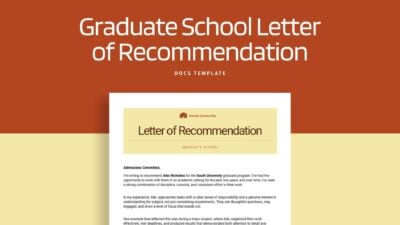Graduate School Letter of Recommendation