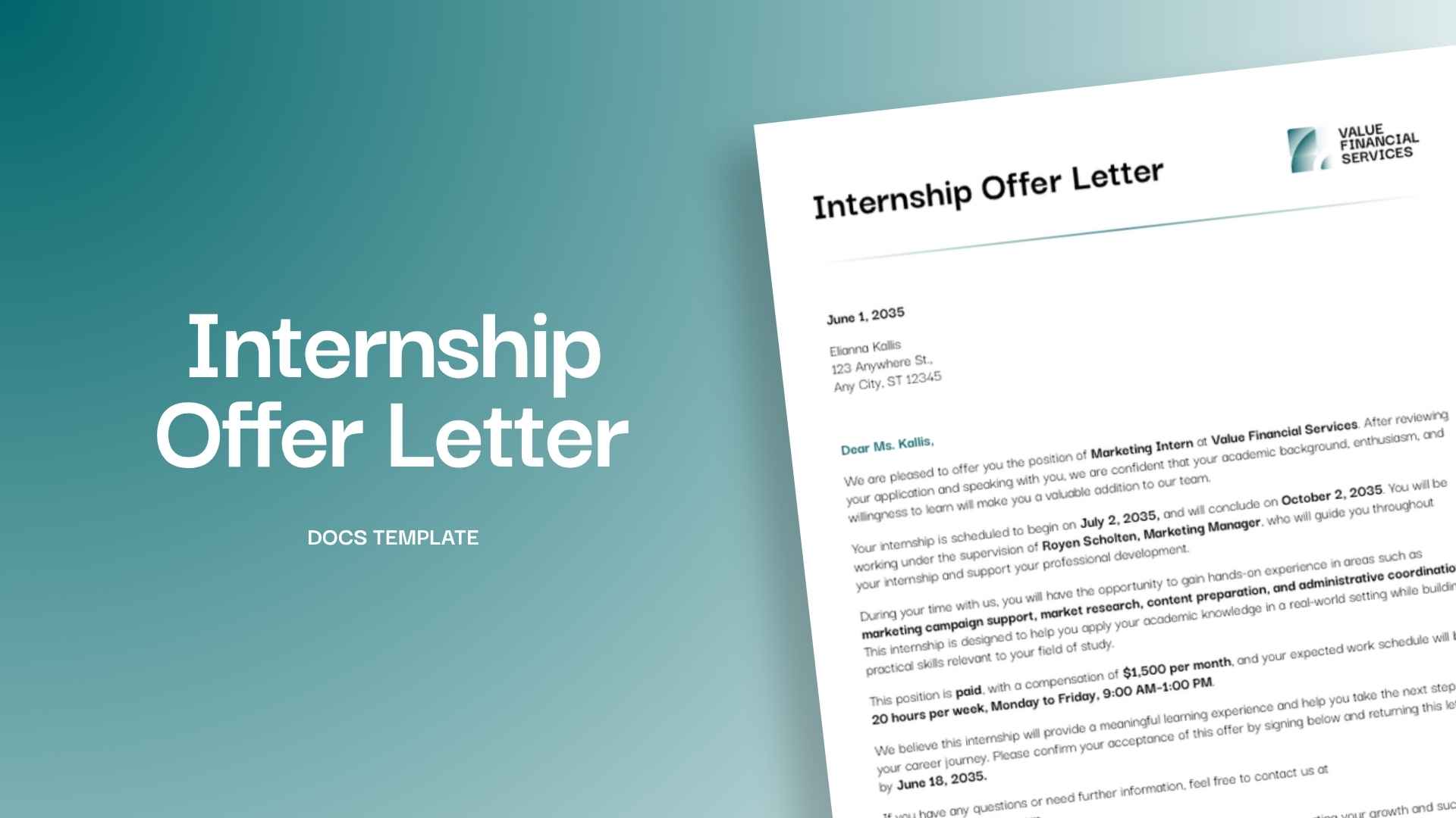 Internship Offer Letter - slide 1