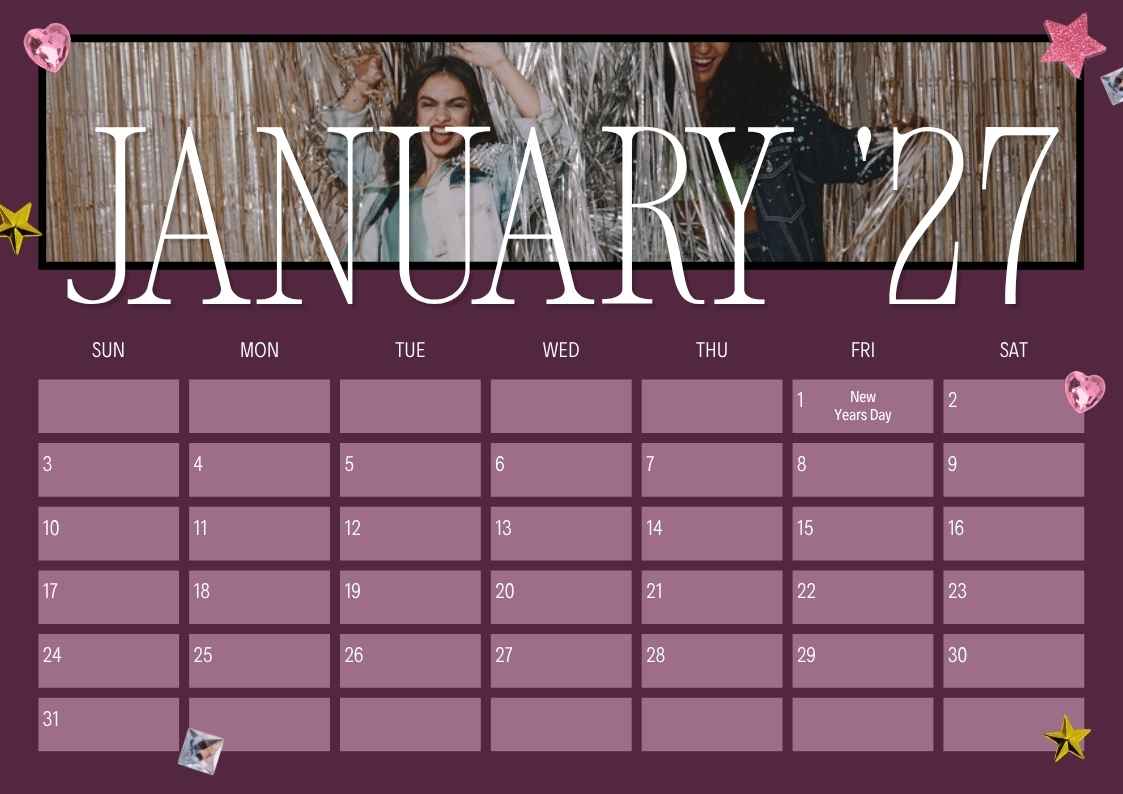January 2027 Holiday Calendar - slide 1