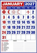 January 2027 Philippine Holiday Calendar