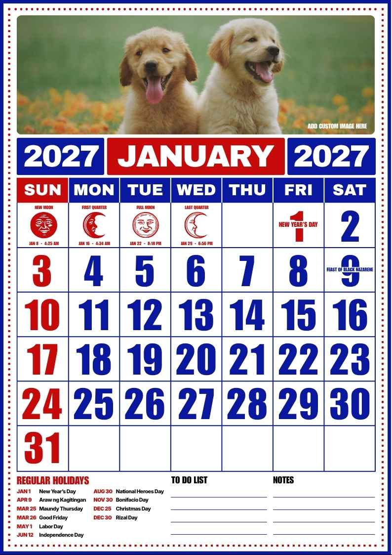 January 2027 Philippine Holiday Calendar - slide 2