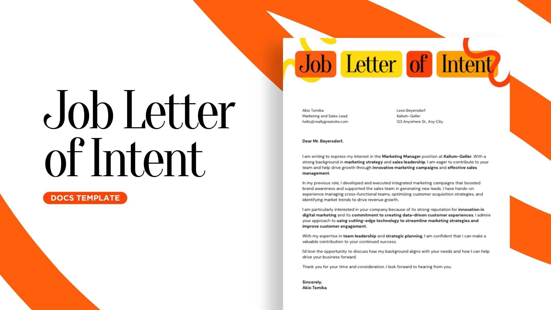 Job Letter of Intent - slide 1