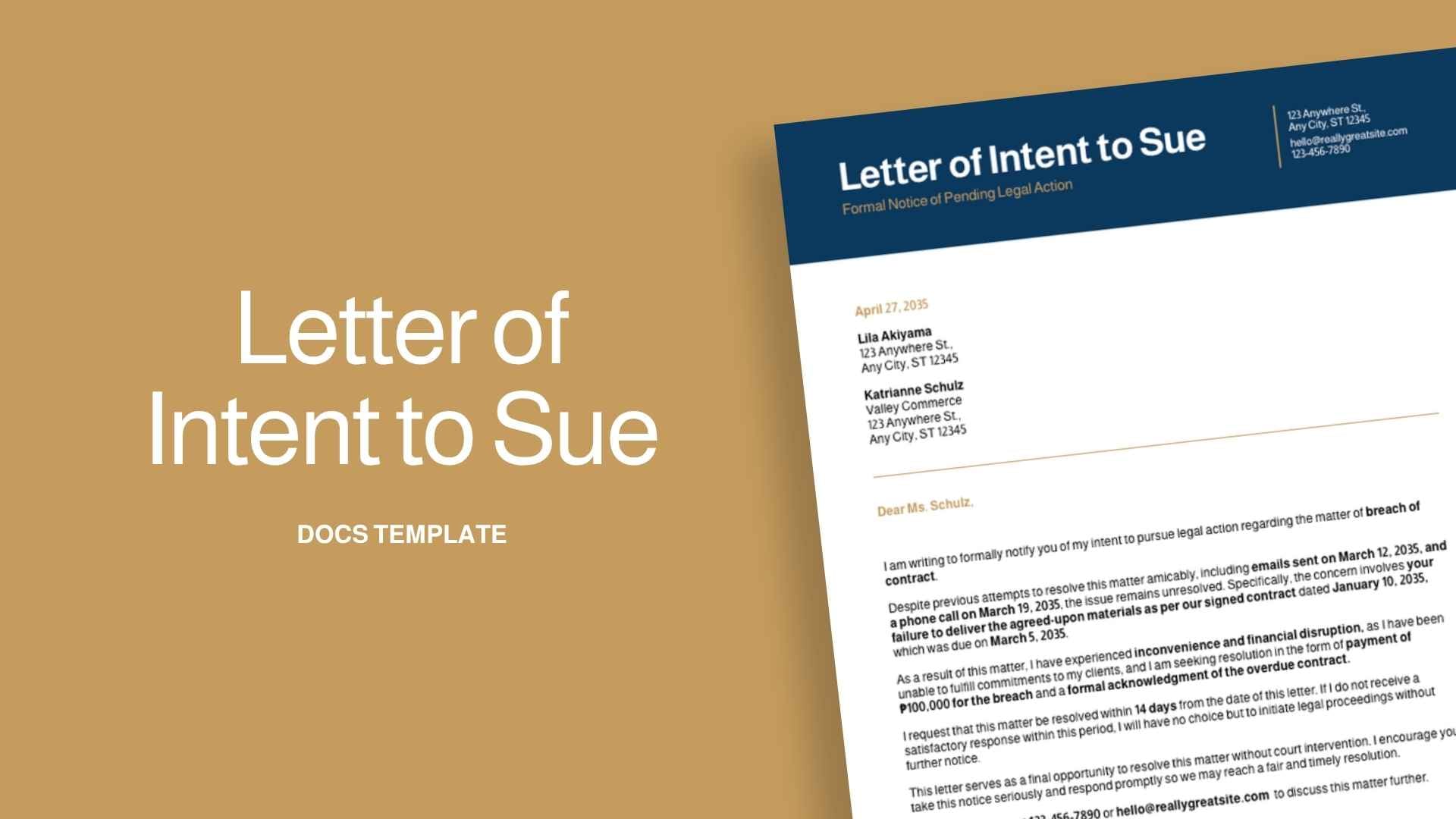 Letter of Intent to Sue - slide 1