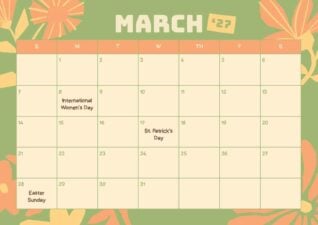 March 2027 Holiday Calendar
