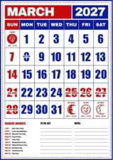 March 2027 Philippine Holiday Calendar
