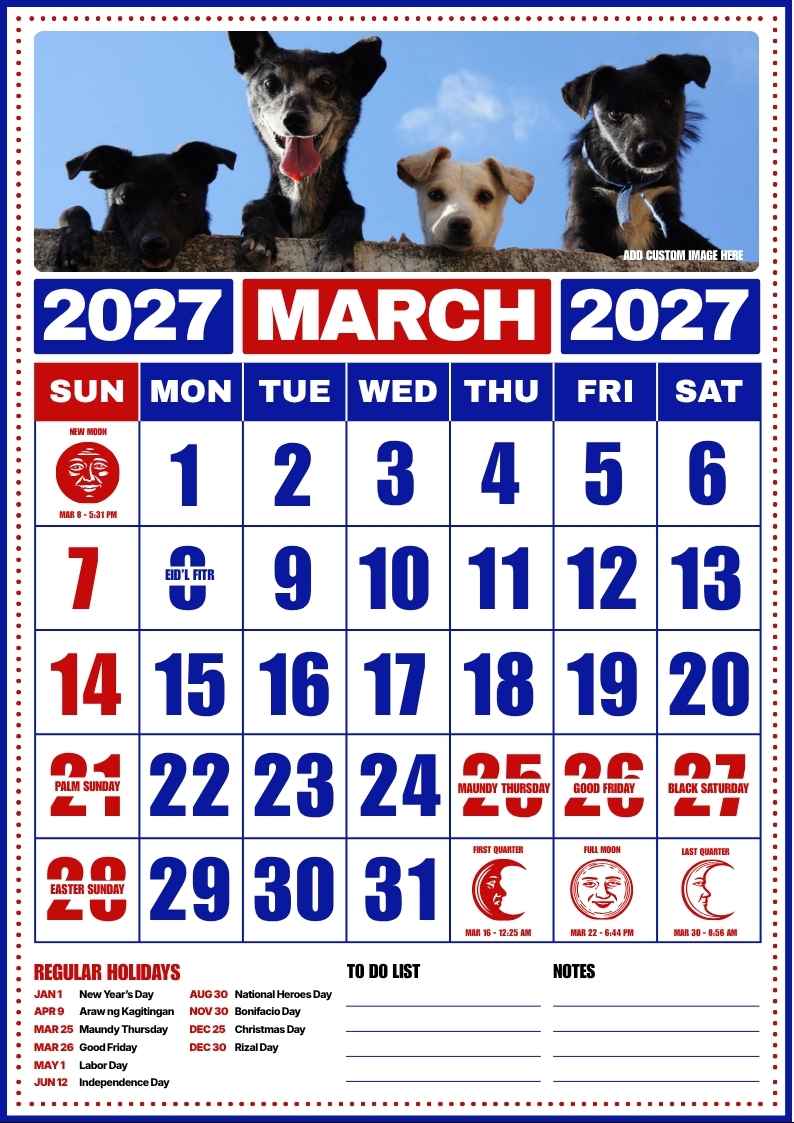 March 2027 Philippine Holiday Calendar - slide 2