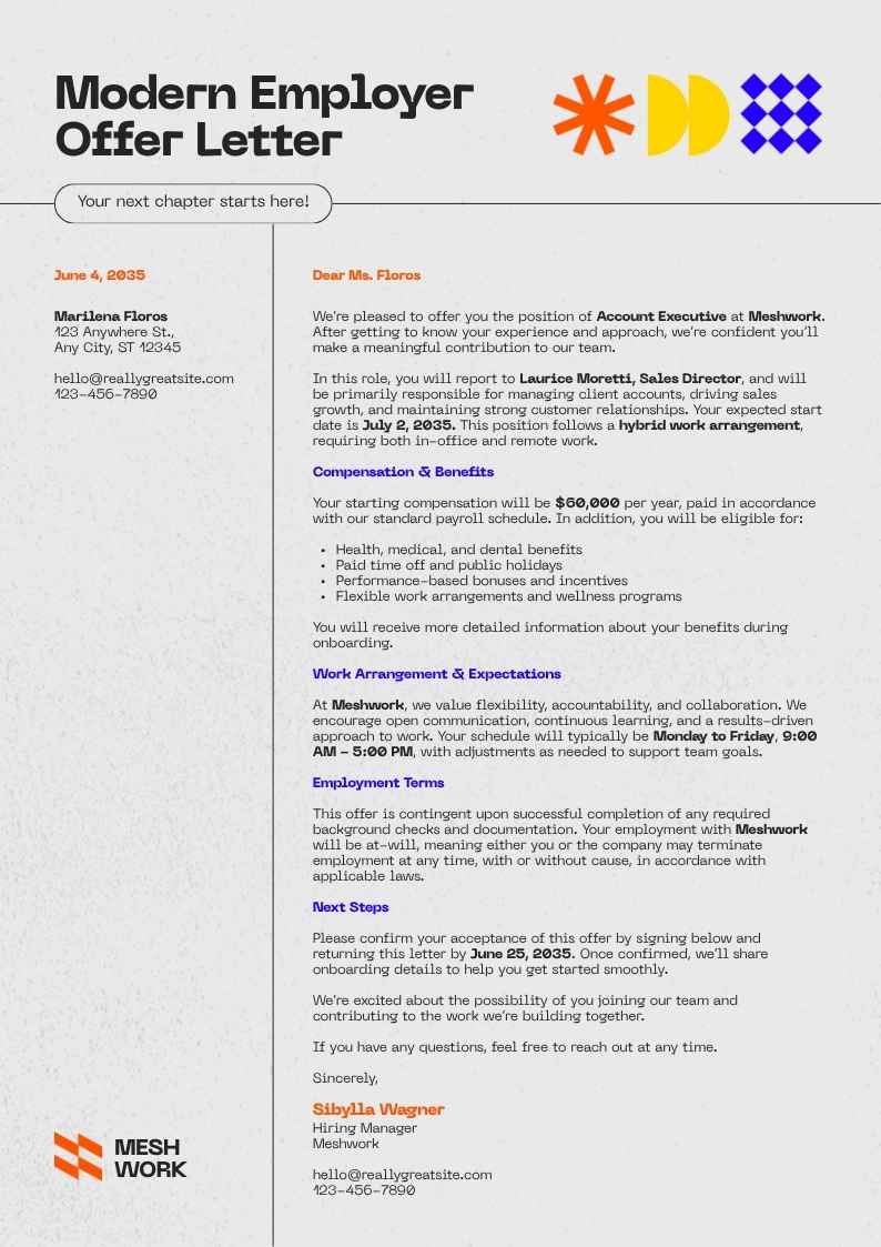 Modern Employer Offer Letter - slide 1
