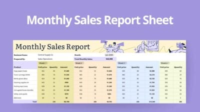 Monthly Sales Report Sheet