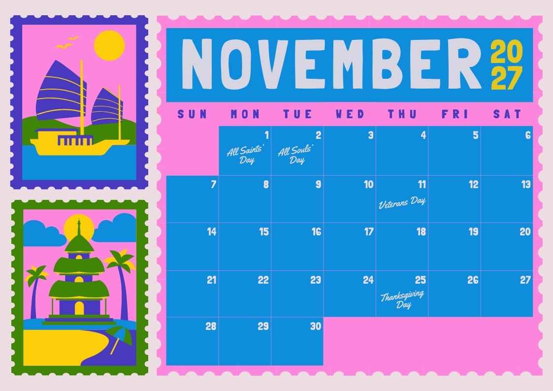 November 2027 Holiday Calendar - slide 1