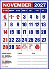 November 2027 Philippine Holiday Calendar