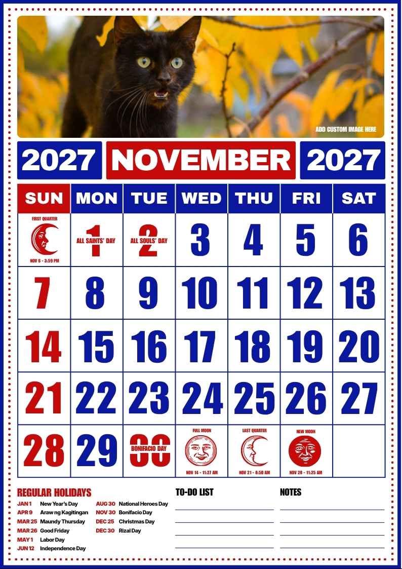 November 2027 Philippine Holiday Calendar - slide 2