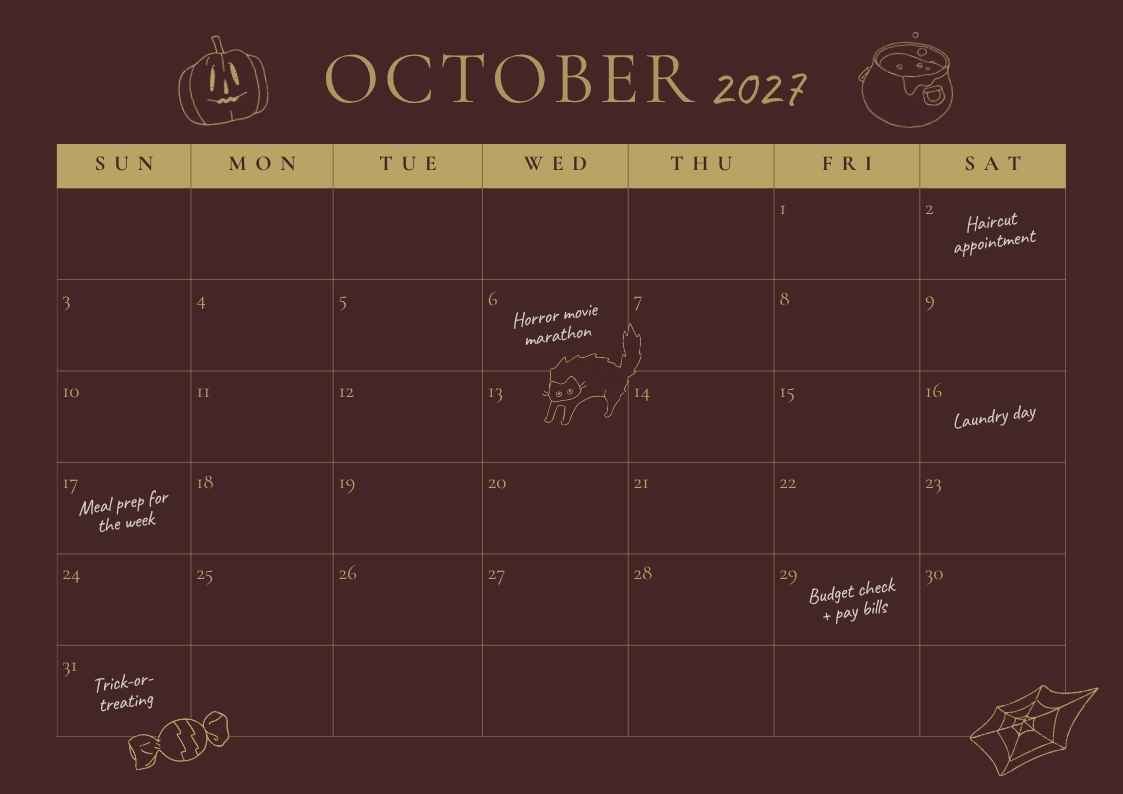October 2027 Personal Calendar - slide 1