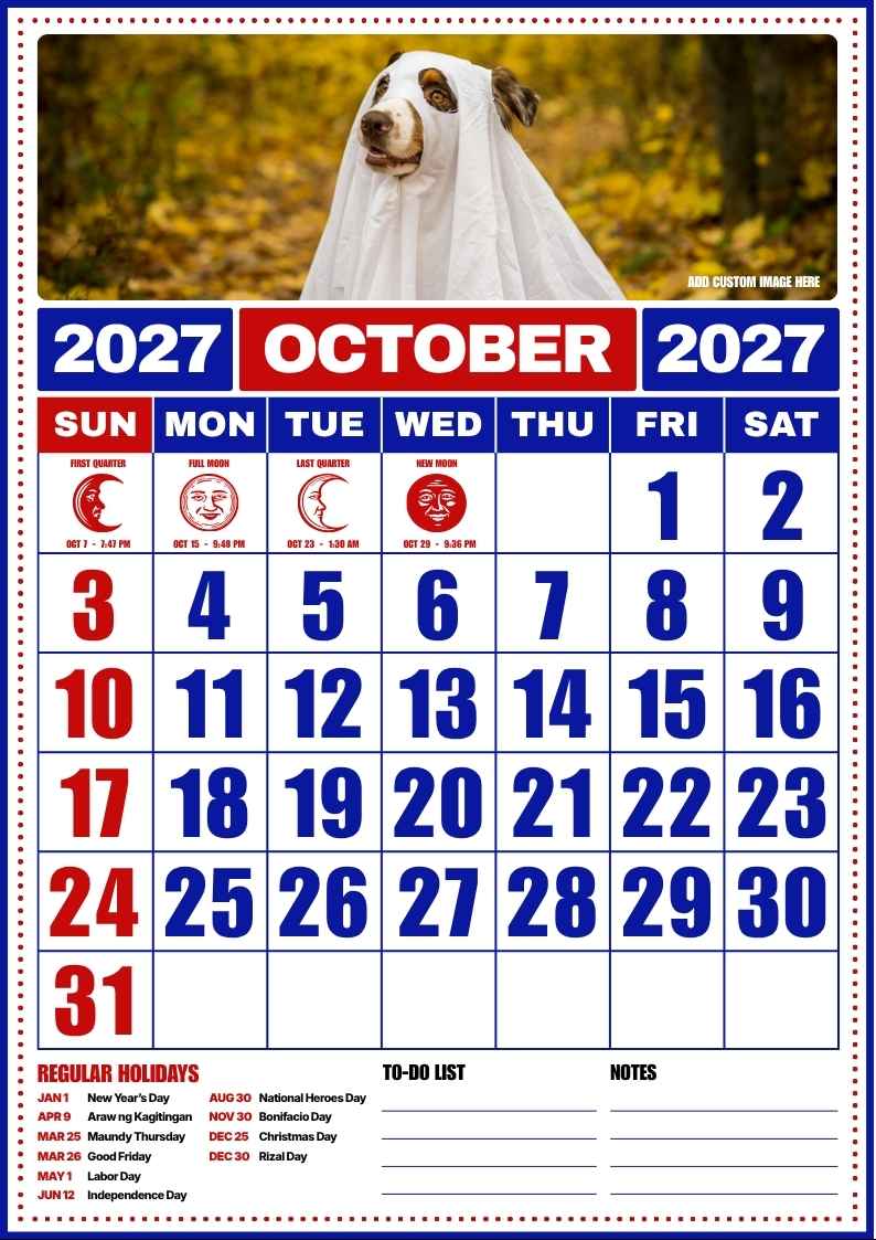 October 2027 Philippine Holiday Calendar - slide 2