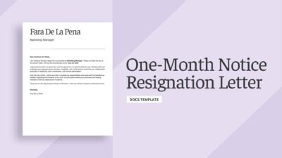 One-Month Notice Resignation Letter