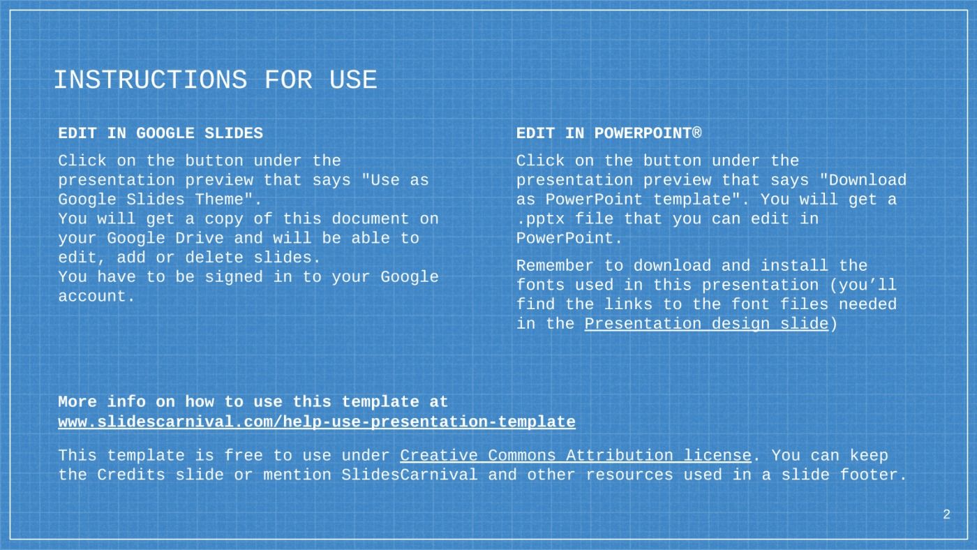 Technical Blueprint. Free PowerPoint Template & Google Slides Theme